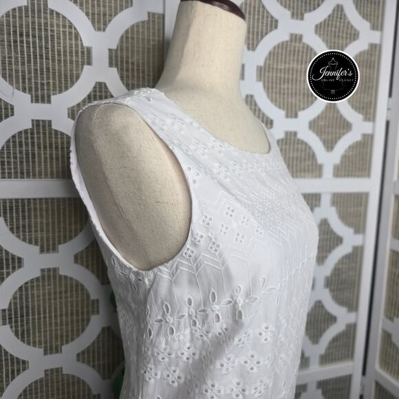 Talbots White Embroidered Eyelet Sleeveless Sheath Dress Size 8 - Picture 6 of 12